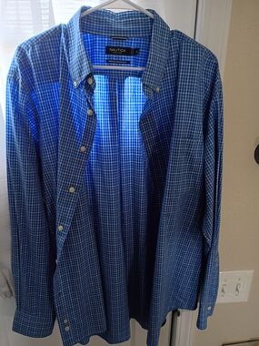 Nautica Blue Plaid Men's Button-Down Jacket